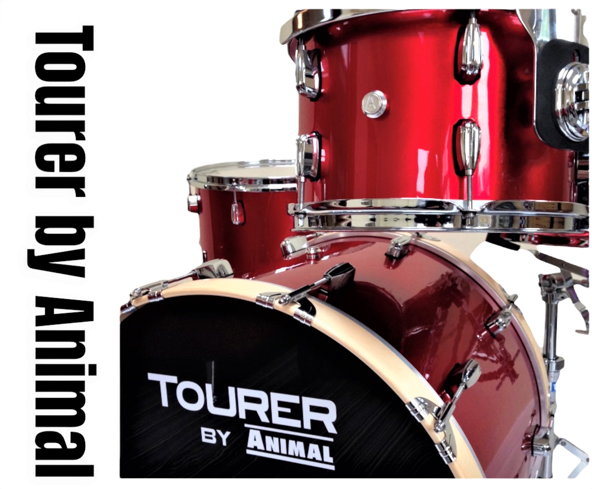 Tourer by Animal Drum Kit with Red Sparkle Drum Wrap